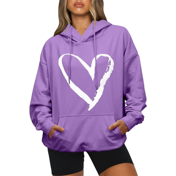 Women S Sweat Shirts Zipper Jacket Women Hoodie Casual Long Sleeve Pullover Zippe Sweat Shirt Soft up Comfortable Sweatshirt For Hoodies Graphic Print Drawstring Pullover Hooded Purple M