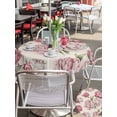thumbnail image 4 of Outdoor Tablecloth with Umbrella Hole and Zipper, Pink Floral Round Table Cloth 54 Inch Waterproof Tablecloth, Spring Summer Vintage Flower Leaf Picnic Table Cover for Patio Camping, 4 of 7