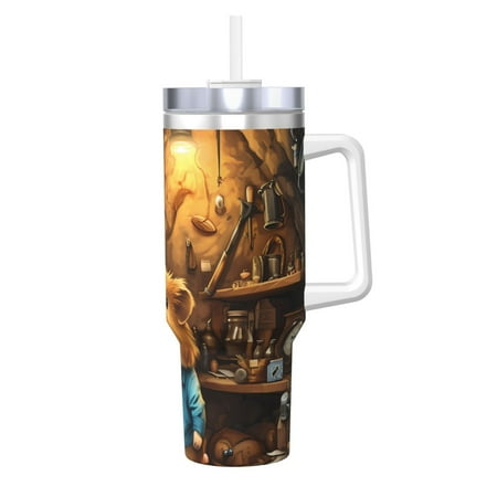 

Goofa Scientist Guinea Pig Print 40oz Ice Bully With Handle And Straw Stainless Steel Vacuum Insulated Cup And 2 In 1 Straw Lid