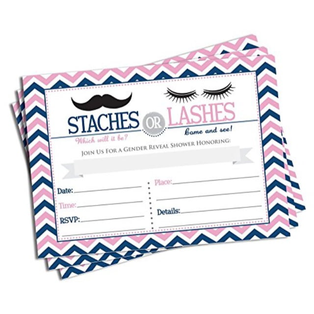 Pack of 24 Staches or Lashes Gender Reveal Cupcake Toppers Baby Shower Decora...