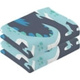 thumbnail image 2 of GZHJMY 2 Piece Cartoon Dinosaur Pattern Hand Towels for Bath Decorative, Pure Cotton Guest Towels Fingertip Towels for Bathroom Spa Gym,16 x 28 inch, 2 of 7