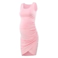 thumbnail image 2 of Ecavus Women's Maternity Mama Sleeveless Tulip Dress Wrap Hem Ruched Casual Fitted Sheath Dress, 2 of 3