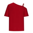 thumbnail image 5 of Économies d'Été KIHOUT Hauts d'Été pour Femmes, Blouse Mode Décontractée pour Femmes à Col Court Uni, Blouse à Col Asymétrique (Rouge G), 5 of 5