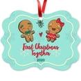 thumbnail image 1 of Soul Décor 2020 Ornament, First Christmas Together 2020 Ornament, Large 3.75" Rectangle Metal Ornament, Velvet Pouch Included, 1 of 7