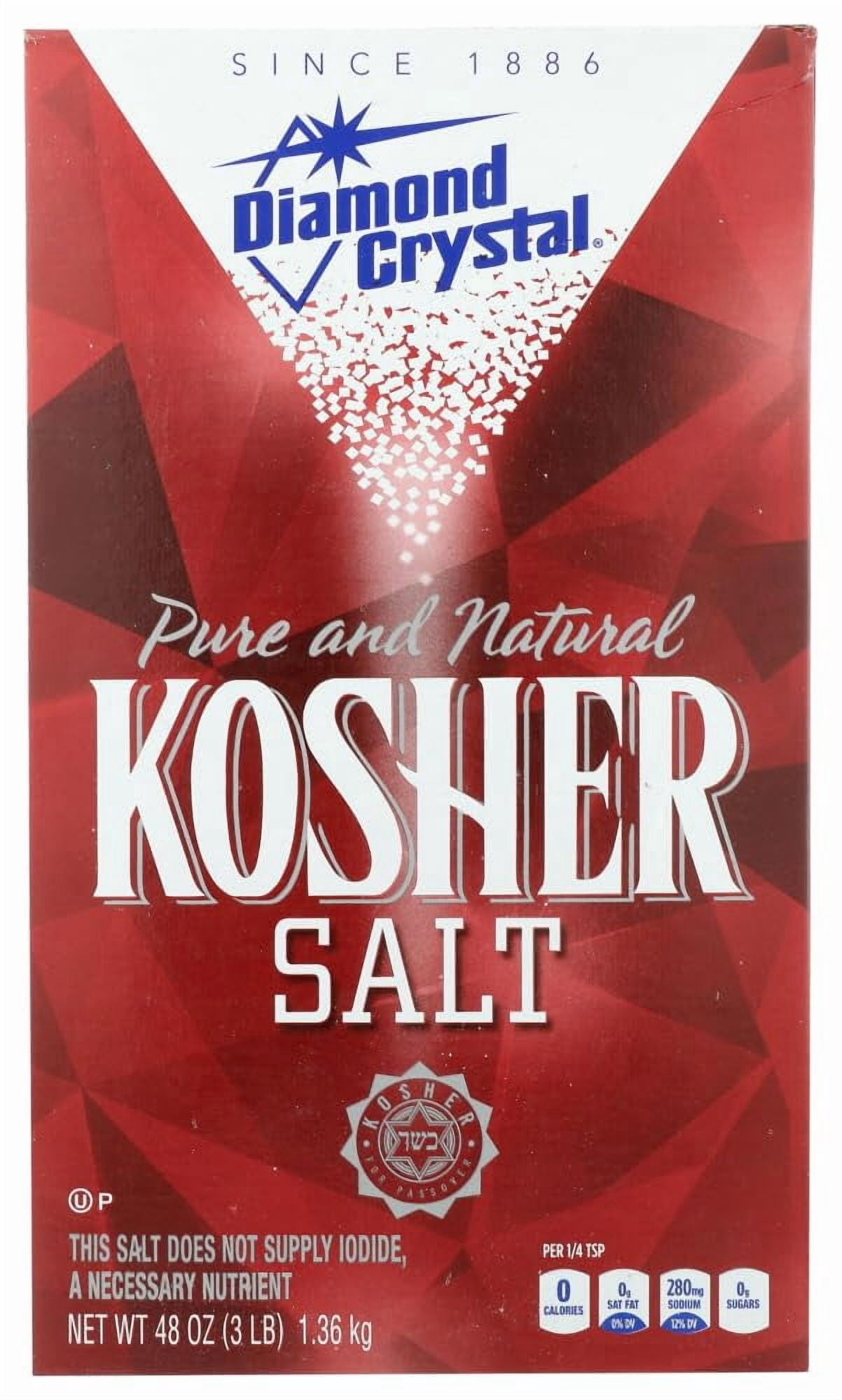 Diamond Crystal Pure and Natural Kosher Salt 48oz (Pack of 3)