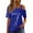Blue, variant on Womens Summer Short Sleeve Off The Shoulder Blouses Solid Color Short Sleeve One Shoulder Sequin Patchwork Top