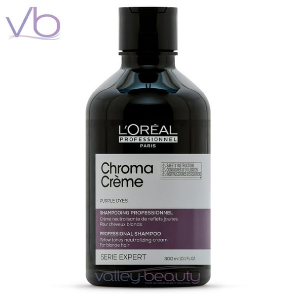 L’Oreal Professionnel Chroma Creme Purple Dyes Shampoo | Yellow Tones Neutralizing Cleanser for Blond, Platinum, Grey Hair, 300ml