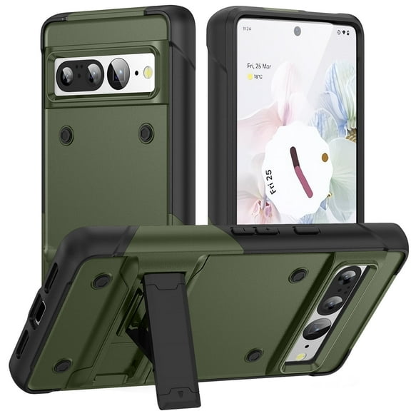 Google Pixel 7 Pro Case, Military Grade Drop Protection Shockproof Anti-Scratch Kickstand Heavy Duty Rugged Hybrid Protective Case Cover Google Pixel 7 Pro 5G 2022 6.7 inch, Armygreen