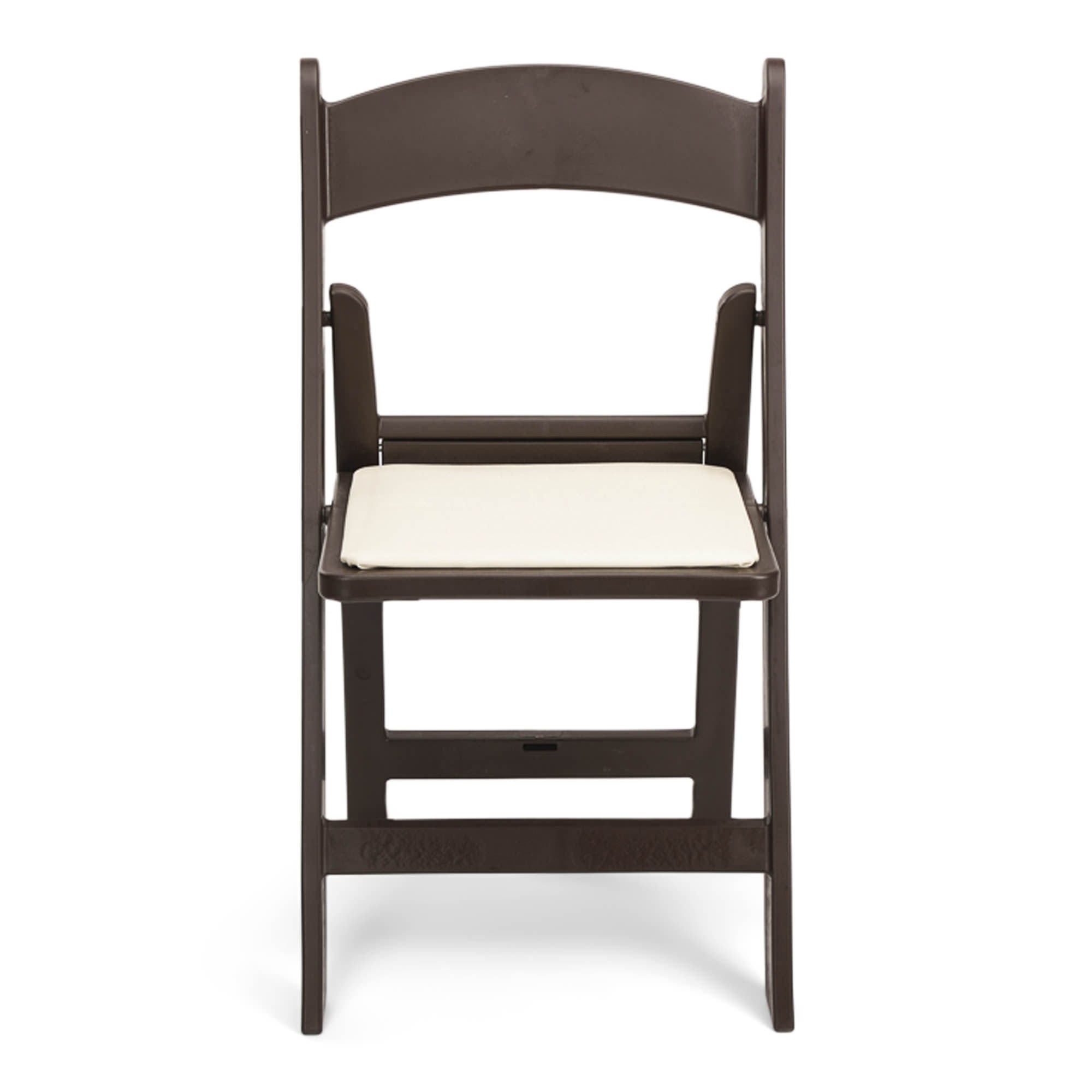 TitanPRO Dark Brown Resin Folding Chair with Ivory Pad - 4 Pack
