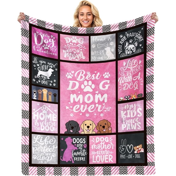 Dog Mom Blanket Dog Mom Gifts for Dog Lovers Best Dog Mom Ever 50X60 Throw Blanket Christmas Birthday Gift for Dog Owners Dog Themed Gifts for Women Girl Dog Lover Gifts