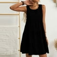 thumbnail image 4 of Dress for Women Sleeveless Round-neck Plaid Loose Casual Flowing Dress, 4 of 5