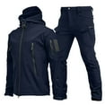 thumbnail image 1 of Pantalones largos para hombre, elegantes pantalones de trabajo de color sólido con múltiples bolsillos y manga larga, conjunto de pantalones para hombre, 1 of 2