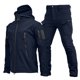 thumbnail image 1 of Pantalones largos para hombre, elegantes pantalones de trabajo de color sólido con múltiples bolsillos y manga larga, conjunto de pantalones para hombre, 1 of 2