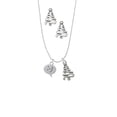 thumbnail image 2 of Delight Jewelry Silvertone Emoticon :-) - Smiling - Silver tone Zig Zag Christmas Tree Charm Necklace and Stud Earrings, 2 of 4