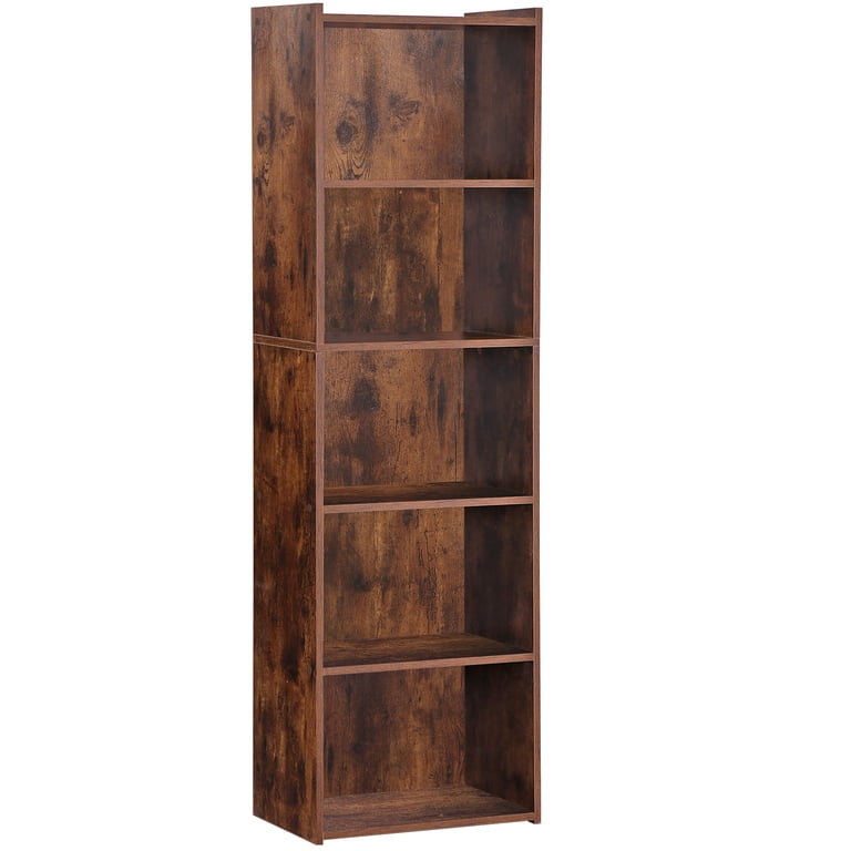 Homgarden 5-Tier Narrow Bookshelf, Rustic Brown photo 5