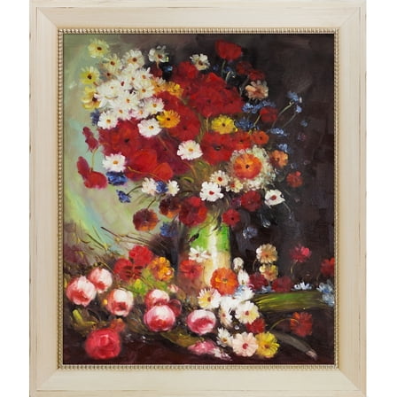 La Pastiche  Vincent Van Gogh 'Vase with Poppies Cornflowers Peonies and Chrysanthemums' Hand Painted Oil Reproduction