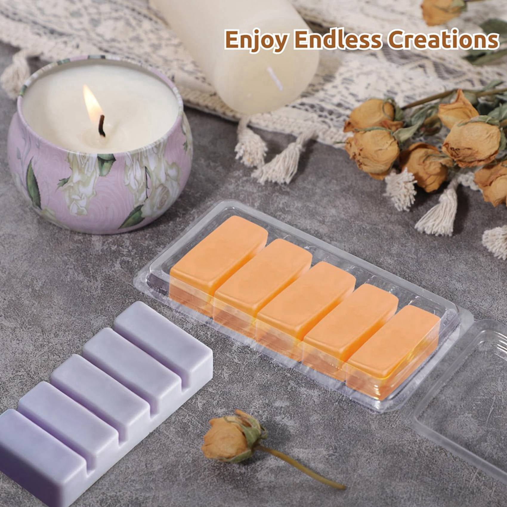 100 Pcs Wax Melt Containers, 5-Cavity Wax Melt Clamshell Molds,Clear Empty Plastic Wax Melt Mold for DIY Candles Making