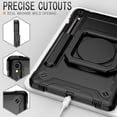 thumbnail image 3 of Kids Durable Handle Case for Samsung Galaxy Tab S9/S9 FE, Silicone PC Heavy Duty Protection 360 Rotating Ring Stand/Adjustable Shoulder Strap for Samsung Galaxy Tab S9/S9 FE, Black, 3 of 8
