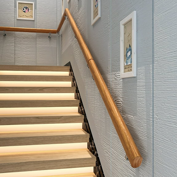 Wildnix Stair Handrail with Pine Wood and Stainless Steel, Decorative and Practical for Home Safety, Scandinavian Style