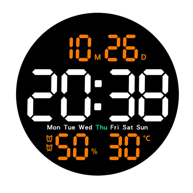Reloj de Pared Digital de Temperatura y Humedad de 10 Pulgadas con Control Remoto Alarma Fecha Semana Pan