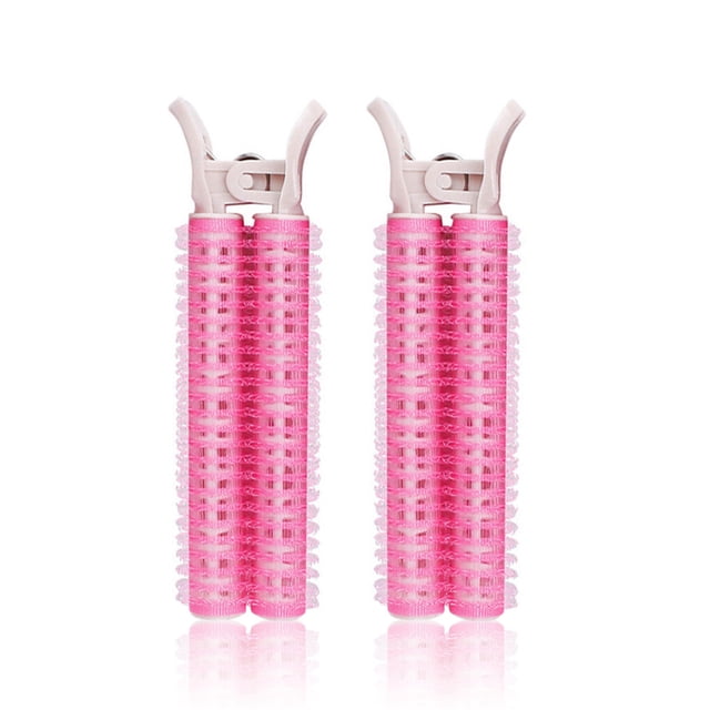 Clips Moelleux de Racine de Cheveux Bangs Coiffure Coiffure Épingles à Cheveux Paresseux Bouclés Tube Portable Voyage Rouleaux Curlers Lavables 2PCS Rose Rouge