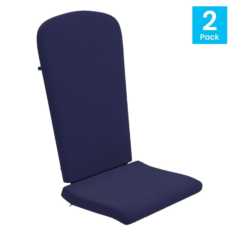 Merrick Lane Pack of 2 Outdoor High Back Adirondack Chair Cushions Water Resistant Blue Walmart