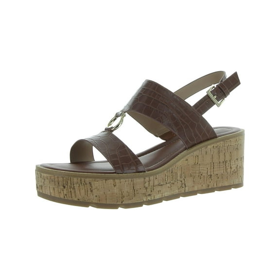 Giani Bernini Womens Harper Faux Leather Open Toe Wedge Sandals