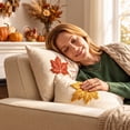 thumbnail image 7 of Cififendec Thanksgiving Lumbar Pillow Cover, 19.69"×11.81", Autumn Maple Leaf Embroidered Textured Fall Cushion Cover for Sofa Farmhouse Decor, 7 of 7