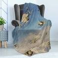 thumbnail image 4 of Airplane Soft Flannel Fleece Throw Blanket, 3d Style Retro Biplanes Flying on the Sky Background with Grunge Effect, Cozy Plush for Indoor and Outdoor Use, 60" x 80", Blue Tan and Cream, by Ambesonne, 4 of 5