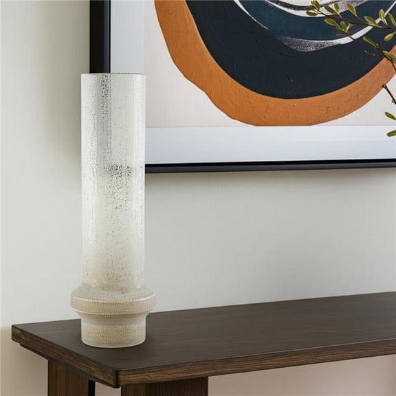 HomeRoots 608328 19 in. Off White & Gold Metal Cylinder Table Vase