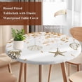 thumbnail image 6 of Orange Coastal Fitted Tablecloth with Elastic Edged, Round Table Cloth for Dining Table, Summer Eucalyptus Leaves Beach Ocean Starfish Waterproof Oil Proof Table Cover for Indoor Outdoor 55"-60", 6 of 9