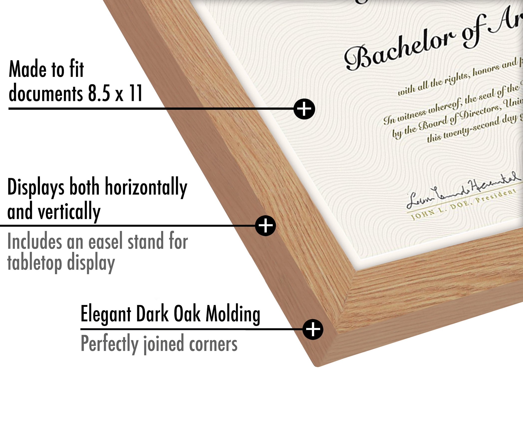Americanflat 8.5x11 Diploma Frame with Shatter-Resistant Glass - Set of 2 - Document Frame with Engineered Wood - Legacy Collection - Certificate Frame for Tabletop and Wall Display - Dark Oak