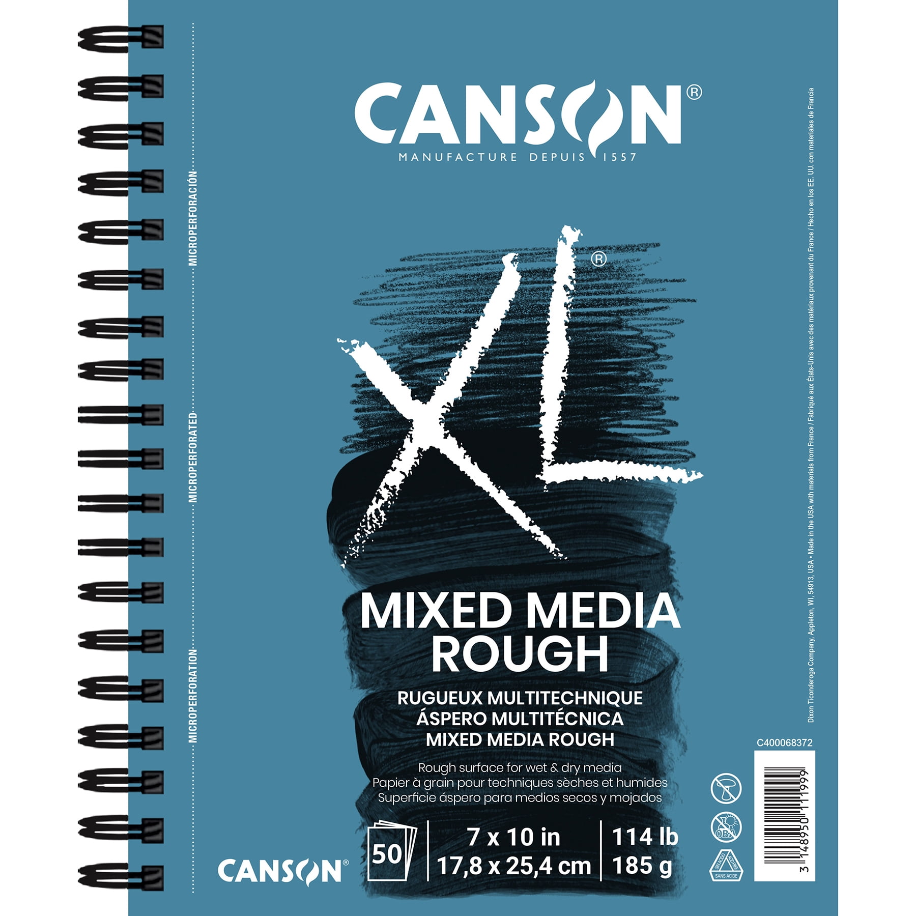 Canson XL Series Mixed Media Pad, Side Wire Binding, 50 Sheet, 7x10 inch, Pack of 2
