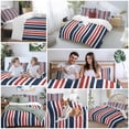 thumbnail image 5 of 3 Piece Navy Blue Red Striped Duvet Cover Set Queen Size,Microfiber Comforter/Quilt Cover with Corner Ties and 2 Pillowcases,Modern Minimalist Ombre Lines All Season Soft Bedding with Zipper Closure, 5 of 8