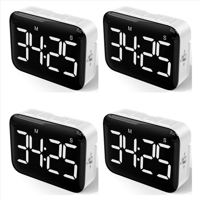 4X Temporizador de Cocina Digital - Temporizador Magnético de Cuenta Regresiva con Gran Volumen de Pantalla LED para Cocinar Y para Niños