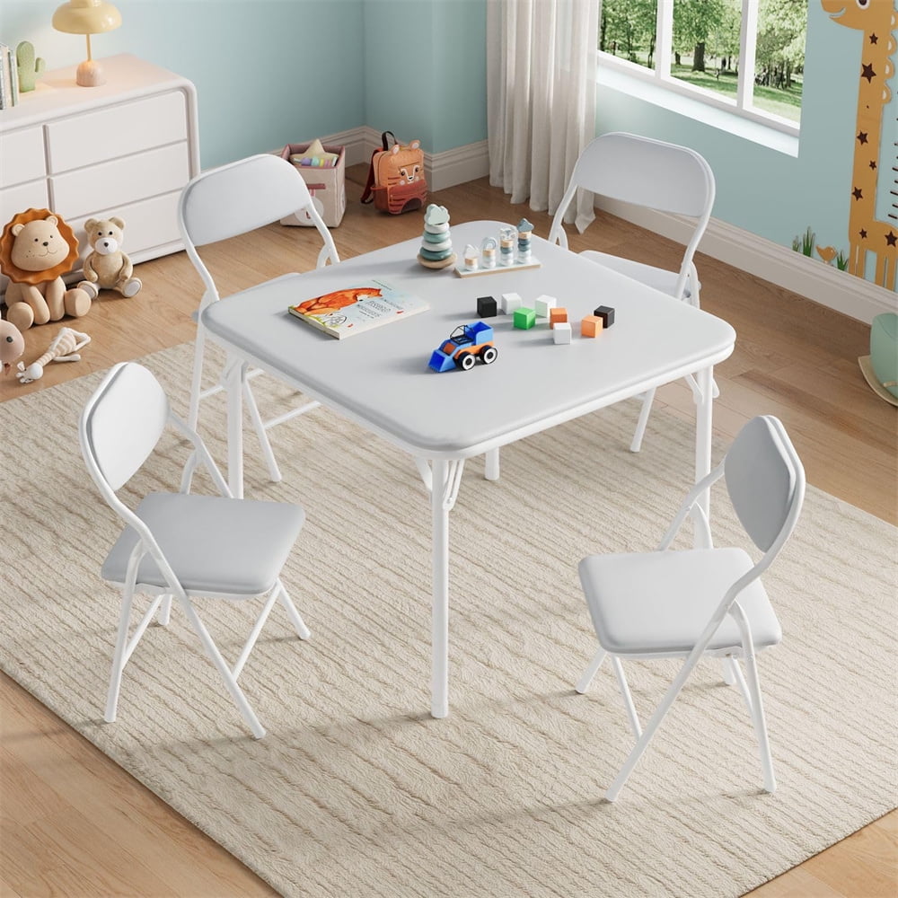 3 Piece/5 Piece  Folding Kids Table and Chairs Set, Children Activity Table and Chairs Set for Dining Room,Daycare,Classrooms
