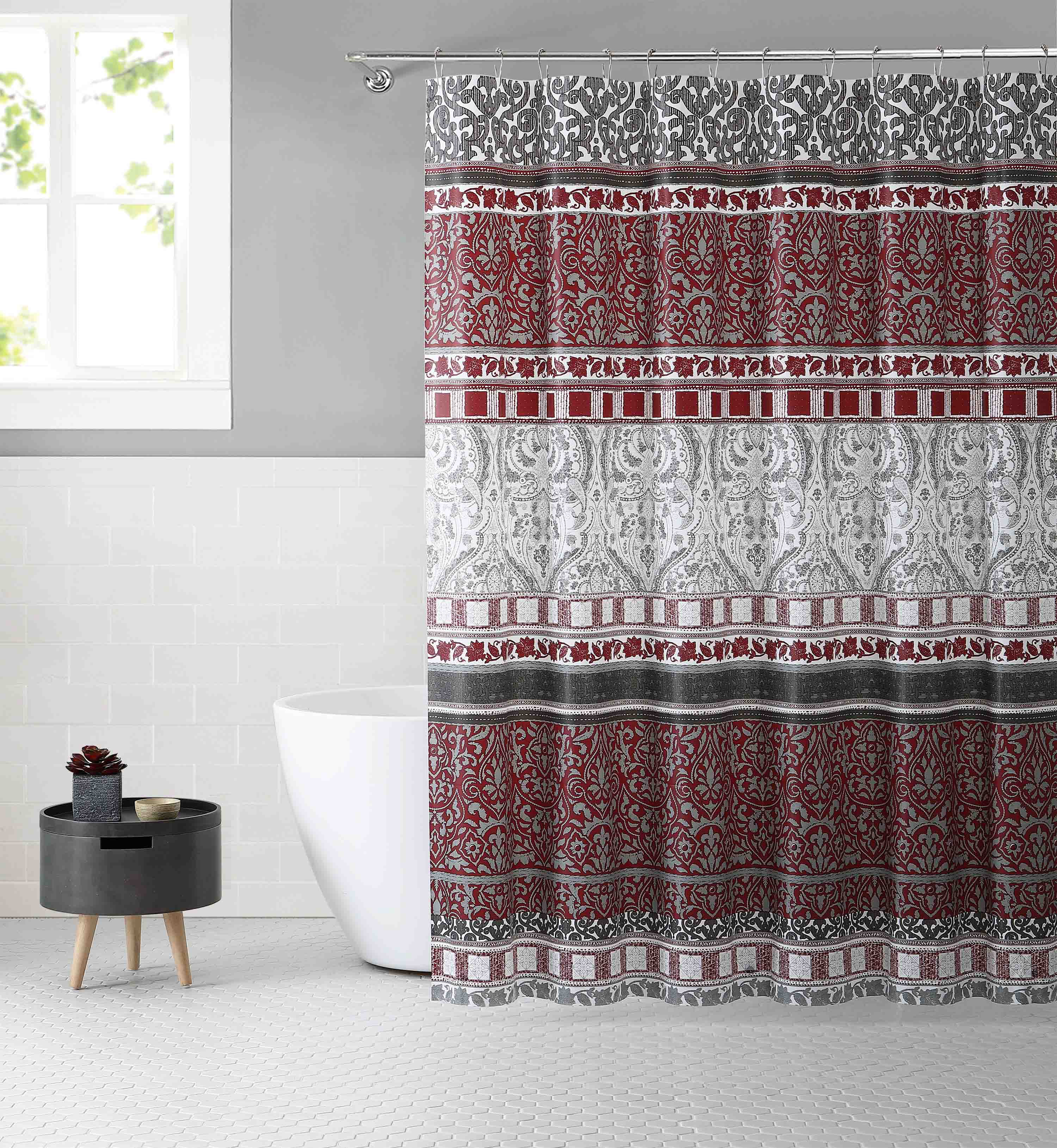 Water-Repellent Rustproof Bath Curtain 72x72 Non Toxic 100% Durable Polyester Shower Curtain Liner Machine Washable,Easy to Install-White ROYACOR Fabric Shower Curtain with 12 Polyresin Hooks