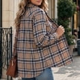 thumbnail image 4 of Dweltoz Women's Plaid Flannel Shirt Soft Long Sleeve Lightweight Casual Button Down Jacket with Pockets 2026 Fall Fashion Blouses,Khaki 2XL, 4 of 5