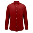 thumbnail image 4 of Men's Vintage Shirt Casual Collared Retro Long Sleeve Tops Trendy Velvet Buuton Down Shirts Red L, 4 of 9