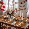 thumbnail image 5 of Burnt Orange Beige Striped Round 15 Inch Placemats Set of 6, Modern Farmhouse Retro Lines HeatResistant Non Slip Place Mats for Dining Table, Wipeable Braided Kitchen Table Mats for Housewarming, 5 of 9