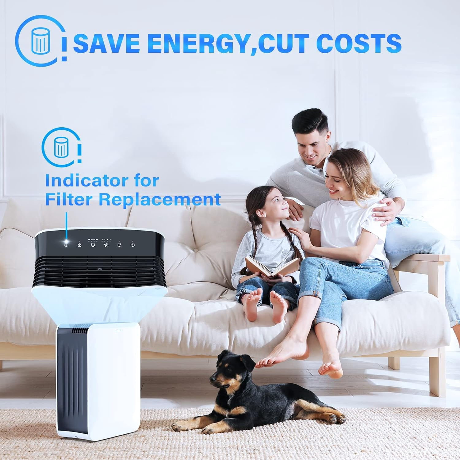 Home Air Purifier 1485 Sq Ft, H13 True HEPA, Clean 99.97% Hair, Dust, Smoke and Odor Eliminator in White