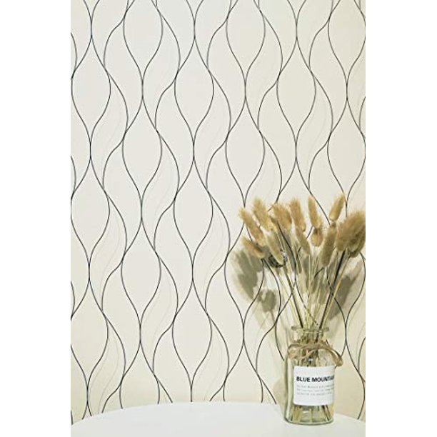 Wave Wallpaper White Contact Paper Stripe Peel and Stick Wallpaper