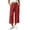 Red, variant on Lmueinov 2026 Women's Drawstring Elastic High Waist Cotton Linen Cropped Wide Leg Pants, Side Button Decor Loose Capri Casual Trousers Summer Daily Vacation Wear S-XXL