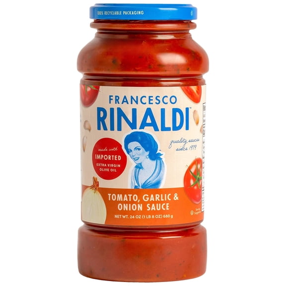 Francesco Rinaldi, Tomato, Garlic and Onion Sauce, 24oz, Low Fat, Gluten-Free, No Saturated Fat