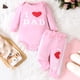 thumbnail image 2 of Gibobby Conjunto de 2 piezas térmico bebé Ropa para bebé niño Niñas de manga larga con estampado de + pantalones conjunto de traje de invierno otoño(Rojo, 9-12 Meses), 2 of 3