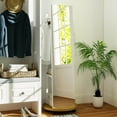 thumbnail image 4 of Costway Coat Rack with Full Length Mirror, 3 Hooks & Storage Shelves, 360° Swivel Wheels Natural, 4 of 10
