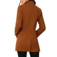 thumbnail image 3 of Abrigo de mujer Inspire Chic de longitud media, con cuello alto, de un solo botón, abrigo de invierno, color marrón claro y rojo, talla XS, 3 of 6