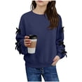 thumbnail image 1 of Sudadera con lazo de manga larga para niña, blusa informal de manga larga con cuello redondo, blusa de poliéster para niña, 1 of 6