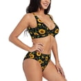 thumbnail image 2 of Rocae Sunflowers3 for Bikini Set for Women Two Piece Sexy High Swimsuits Split Crossover Bikini Large, 2 of 9