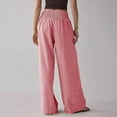 thumbnail image 4 of fatyb Wide Leg Womens Plaid Pants Smocked High Waist Casual Pants Lightweight Lounge Trousers with Pockets, 4 of 7